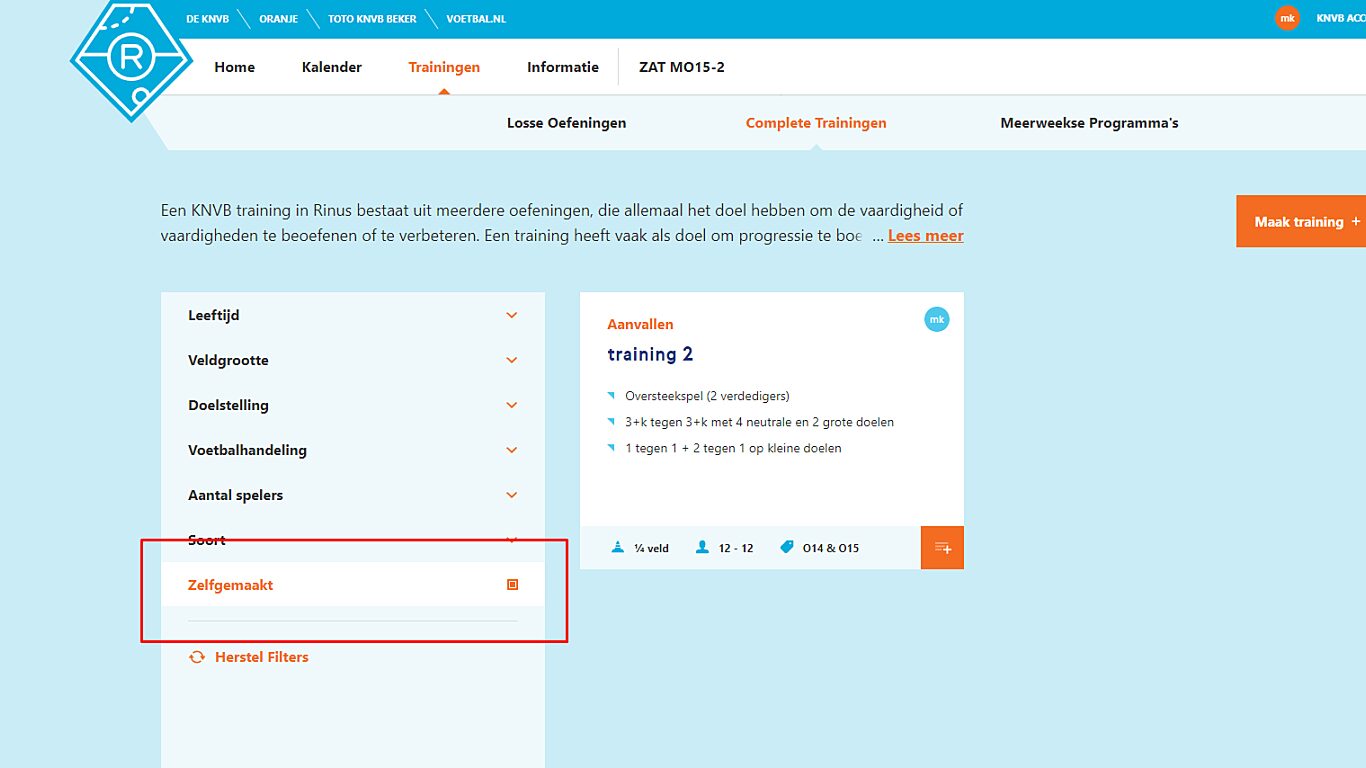 Rinus zelf training maken