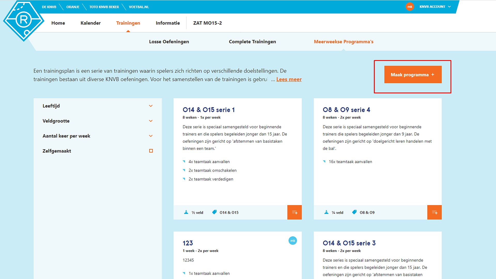 Programma maken op Rinus