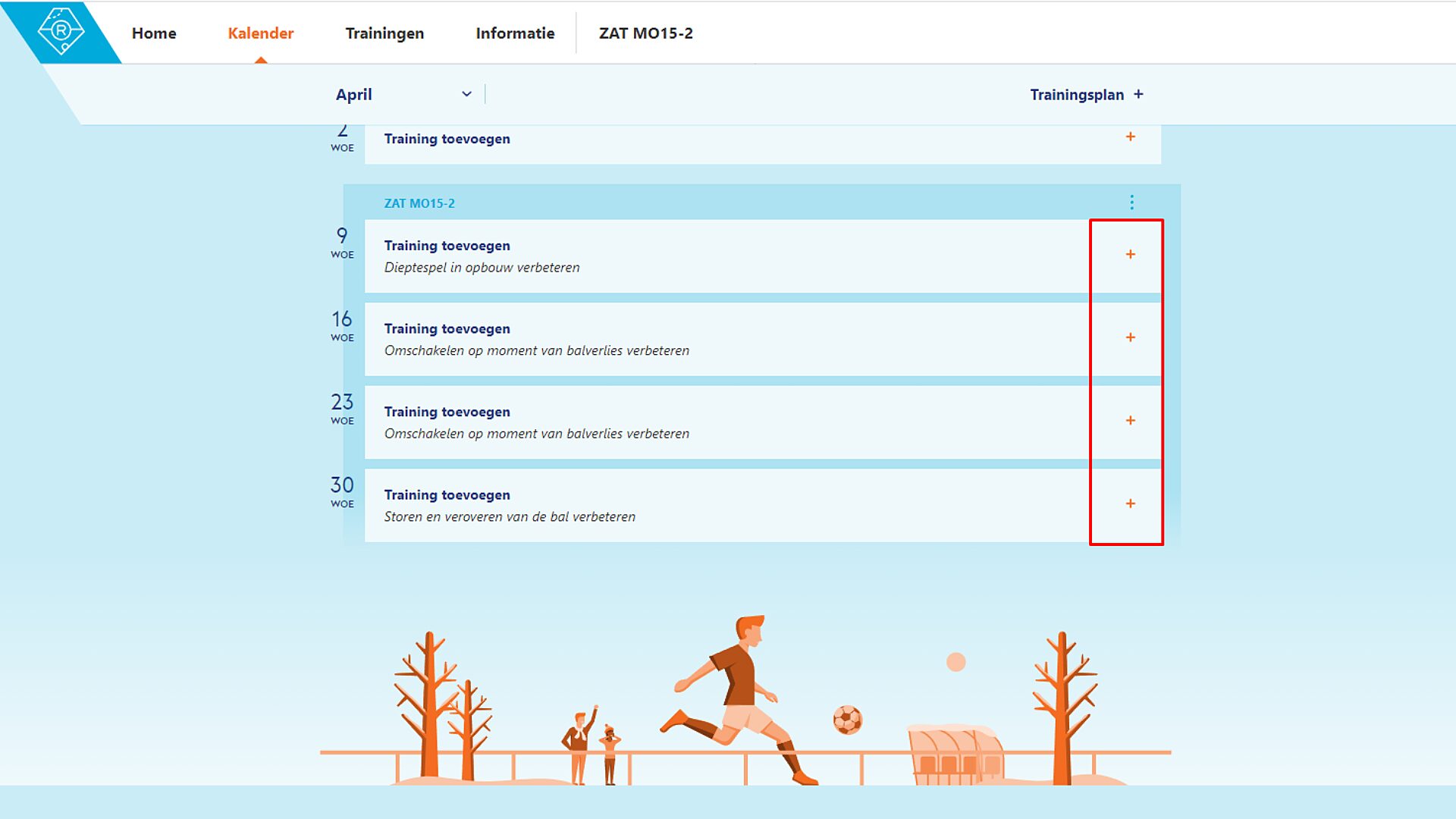 Zelf toevoegen trainingen