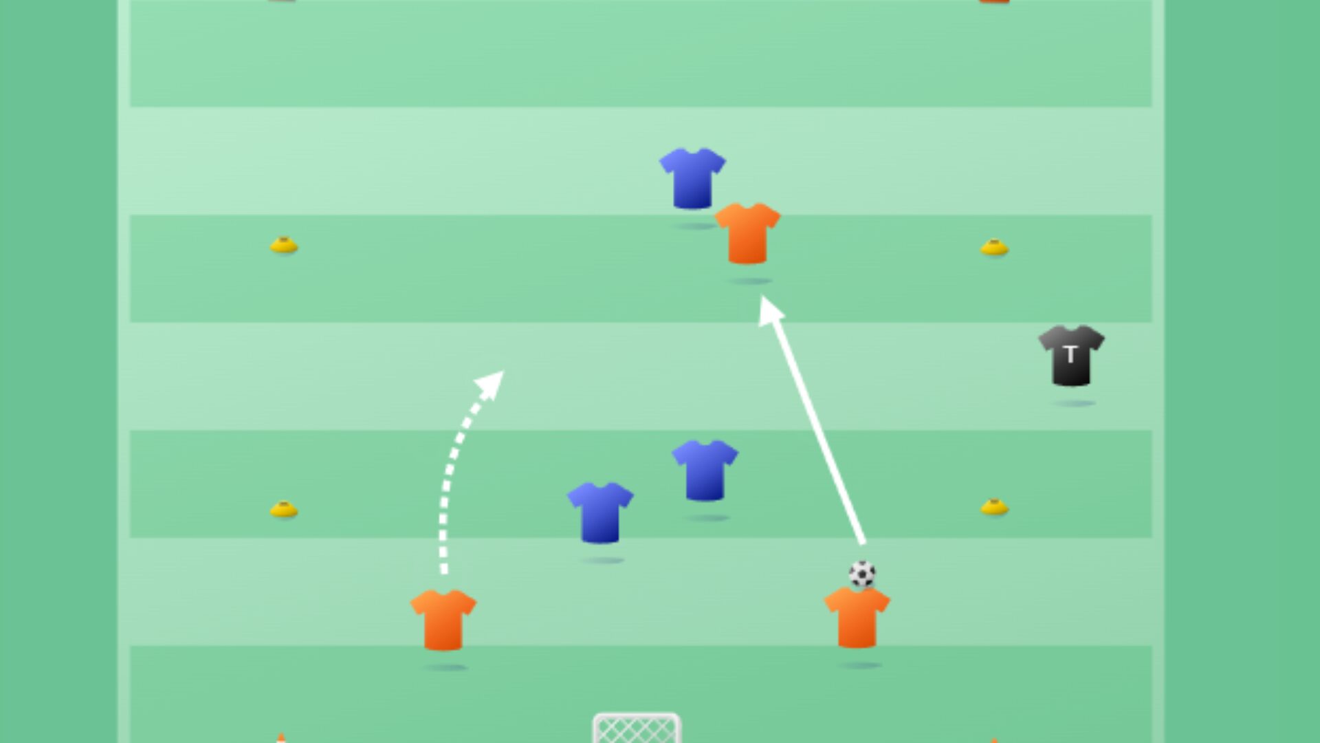 3 tegen 3 met 2 kleine doeltjes