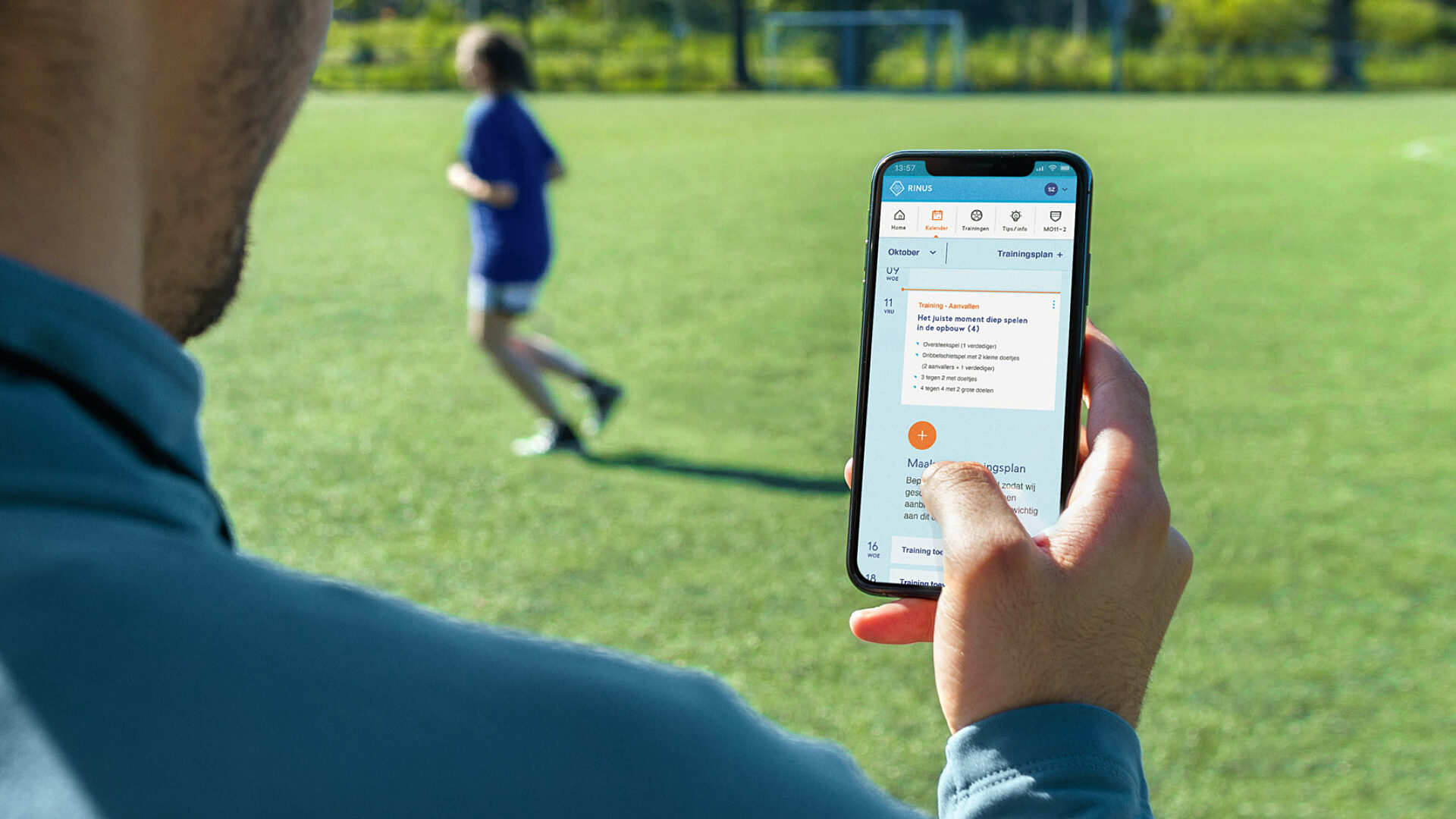 Rinus App op het veld