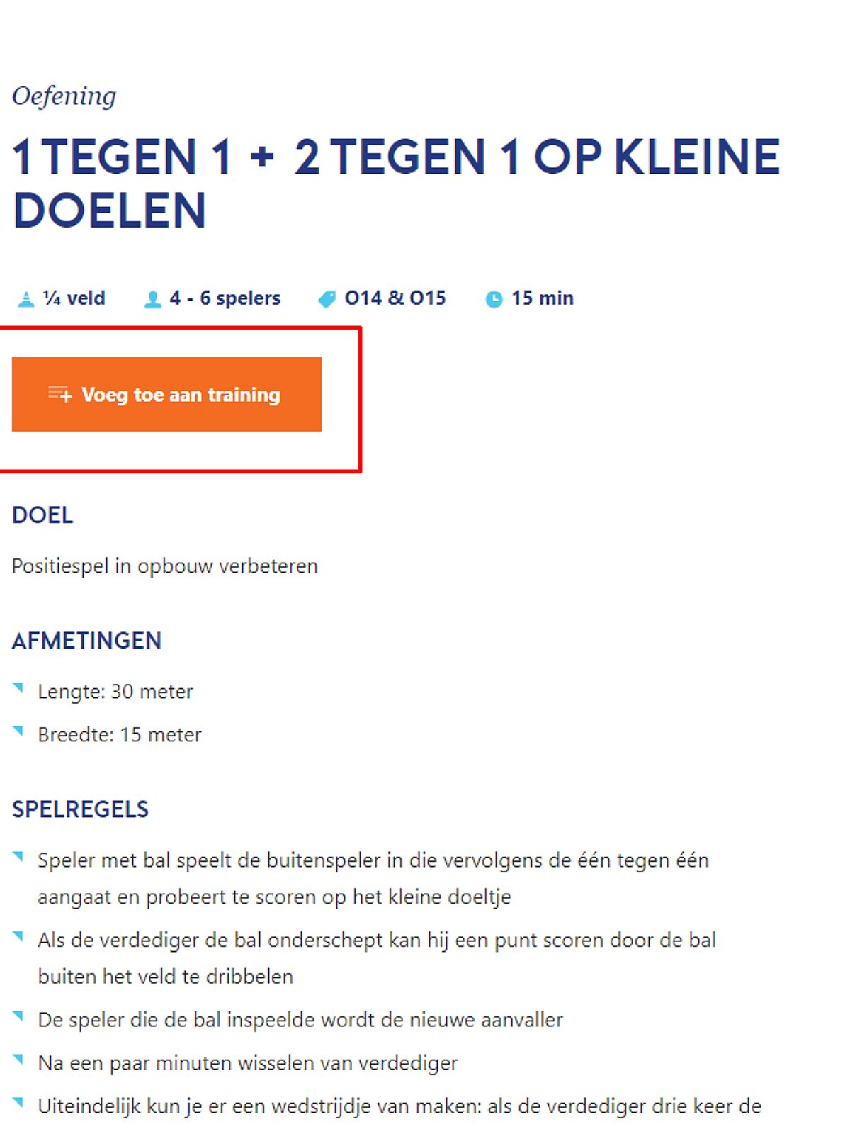 Waar Training toevoegen aan Kalender